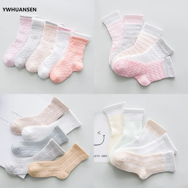 YWHUANSEN 5 пар/лот 0-8 лет летний для новорожденных сетчатые носки тонкие детские