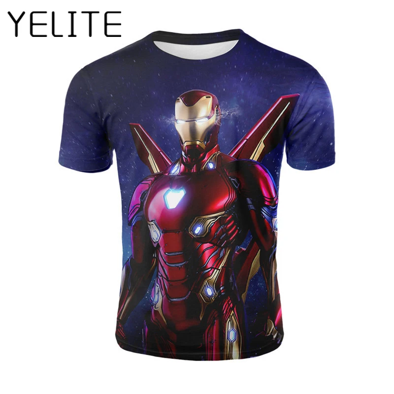 YELITE Железный человек Футболка супер герой 3D печать футболка Marvel