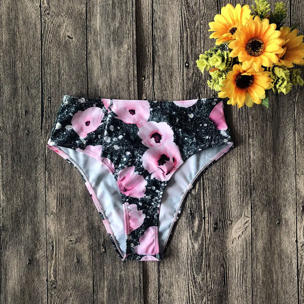 

Hirigin Sexy Flower Bikini Set High Wasit Swimwear Women 2019 New Push Up Padded Halter Swimsuit Bandage Women Bathing Suit Hot