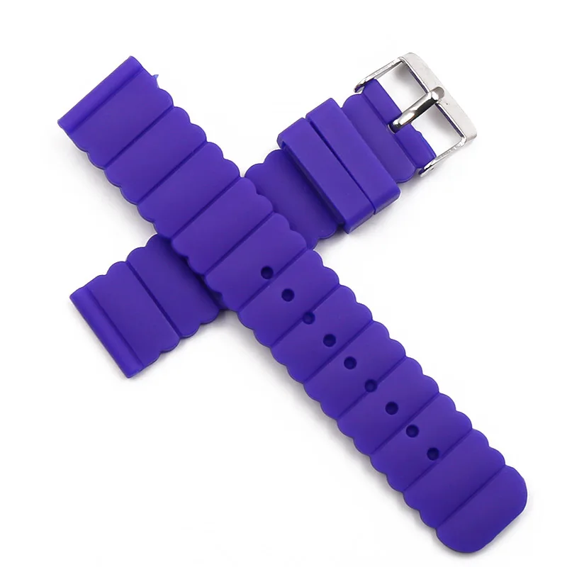 Silicone strap 20mm watch accessories pin buckle outdoor sports waterproof watch belt for women and children men watch band