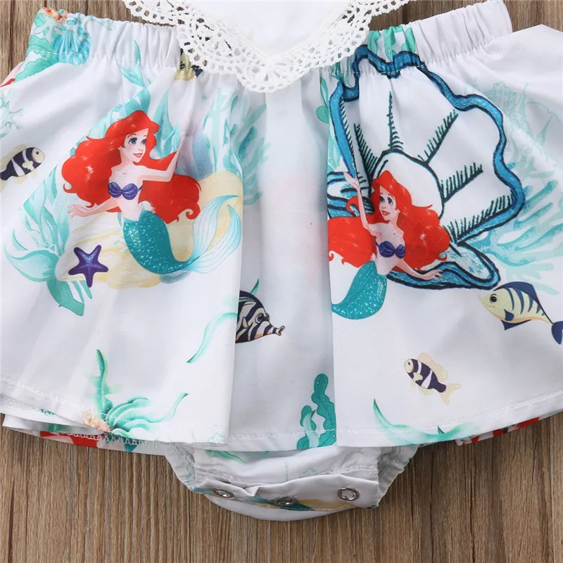 Mermaid Toddler Baby Girl Bodysuit Jumpsuit Dress Outfit Clothes Sunsuit O-neck Sleeveless 0M-3T Summer Cotton | Детская одежда и