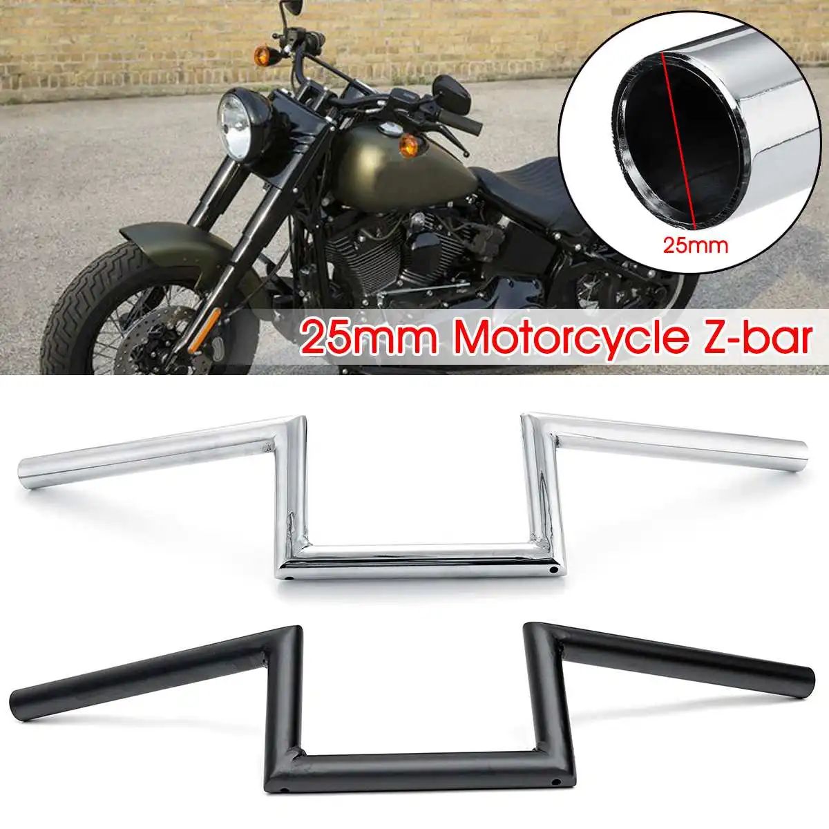 Руль Z для мотоцикла 25 мм 1 дюйм Suzuki Street Road Cruiser Yamaha For Kawasaki|Руль велосипеда| |