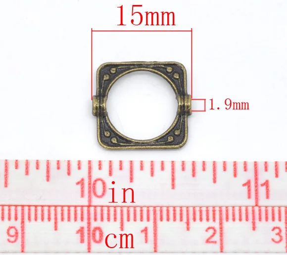 Милые Квадратные оправы из 100 бронзовых бусин 15х14 мм (B14505)|bead frames|square bead framesframe beads |
