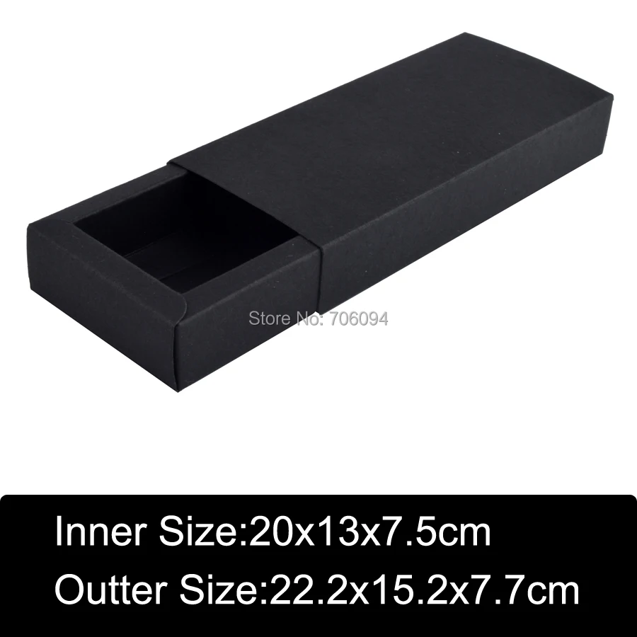 

15pcs 22.2x15.2x7.7cm Black drawer paper box handmade Black gift box,Wedding party box,custom box logo