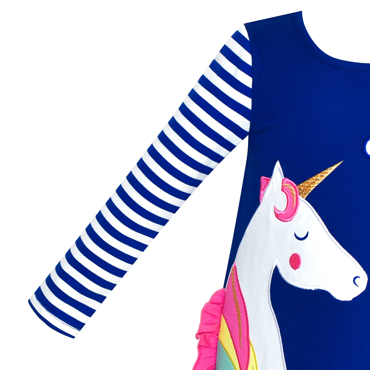 

Girls Dress Cotton Long Sleeve Unicorn Embroidery Gray 2020 Summer Princess Wedding Party Dresses Children Clothes Pageant