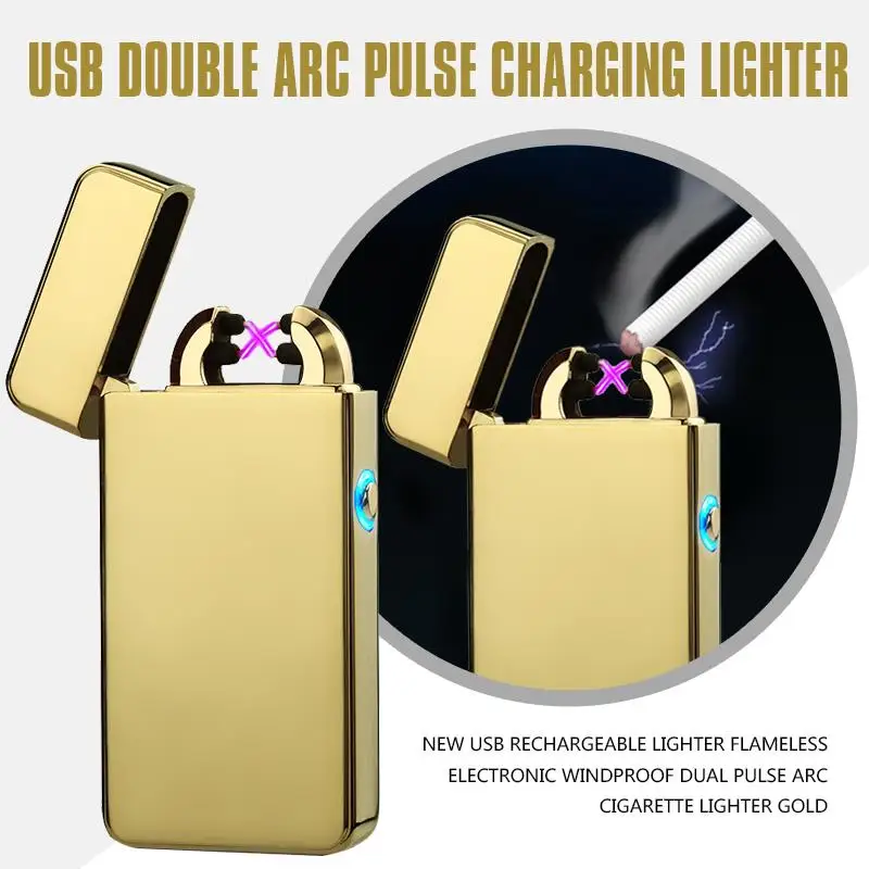 Акция! Новая Металлическая USB перезаряжаемая Зажигалка беспламенная электронная
