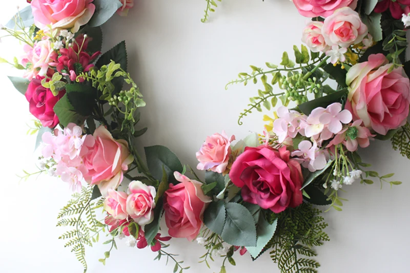 

Artificial Rose Flower Wreaths Garland Decorative Wreaths Romantic Wedding Christmas Party Door Decoration