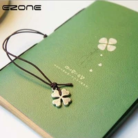 ezone lucky clover notebook with strap fresh green cover restoring ancient style 13 5x10cm mini notebook school office supply
