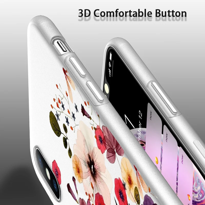 Lovebay Beautiful Flower Case For iPhone 13 12 11 14 Pro Max XS Max XR X 7 8 6 Plus 5 5S 2020 12 Mini Matte Soft TPU Clear Cover