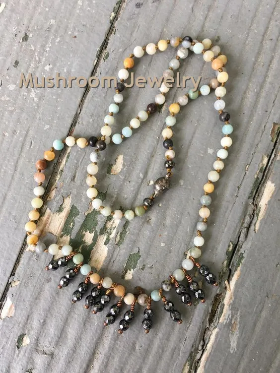 Узлом Натуральный Полудрагоценный Камень Бусы из камня амазонита гематит