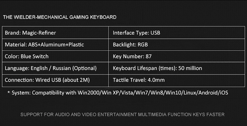 Механическая игровая клавиатура Magic Refiner 1506 русская версия USB Проводная подсветка