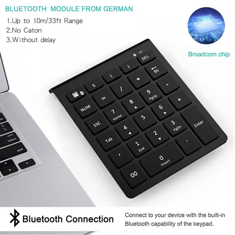 Ультра тонкий 28 клавиш Bluetooth цифровая клавиатура номер Pad с ножничным