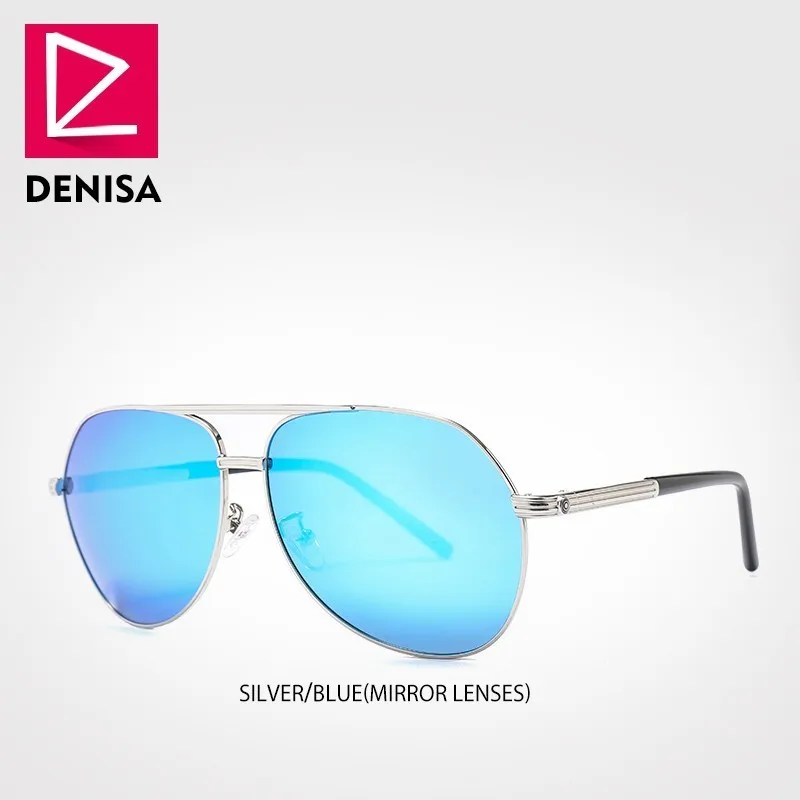 Солнцезащитные очки DENISA G98156 для мужчин и женщин, зеркальные Поляризационные солнечные очки-авиаторы с защитой UV400 для вождения (art.: 7ac1245b0) - 7ac1245b0