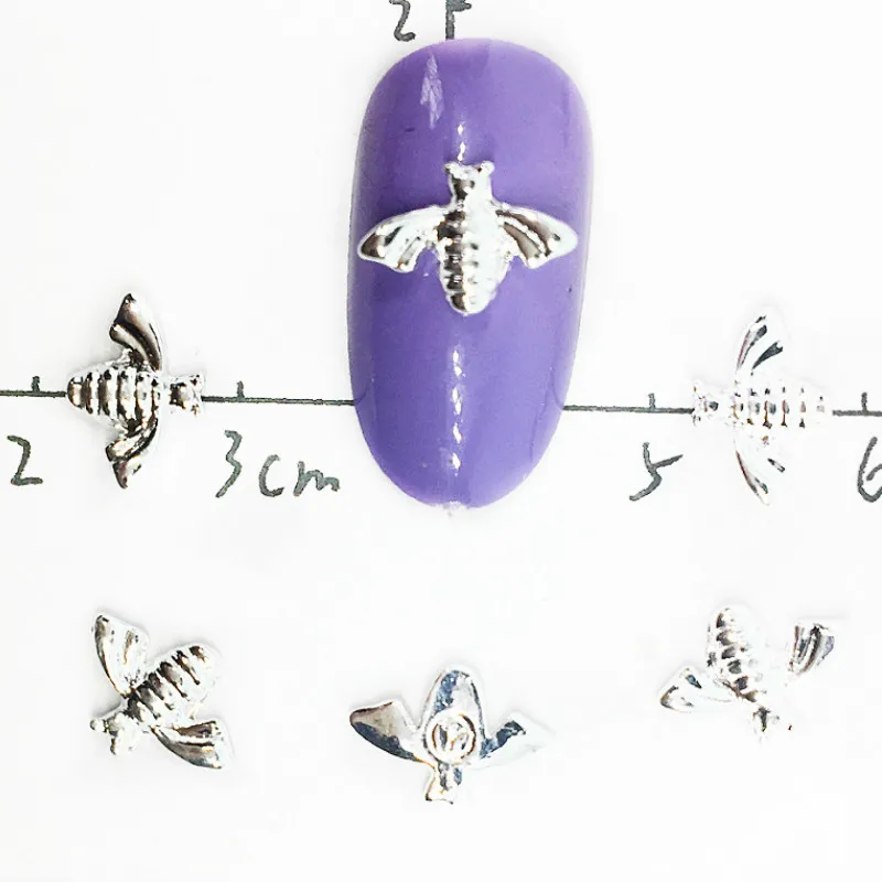 20Pcs Gold Bee Nail Art Decorations 3d Kawaii Animal Charms Decors Bling Nailart Supplies Alloy Ornaments on the Nails Design | Красота и