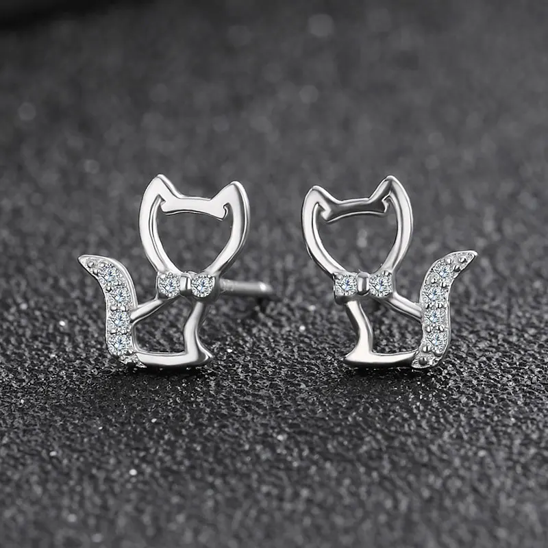 CisiVoge Новый 2019 925 пробы серебряные блестящие Bling домашнее животное кошка Форма