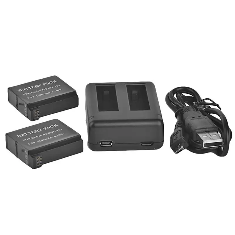 2 шт 3 8 V 1600 mAh AHDBT-401 батареи + двойной порт зарядное устройство для GoPro 4 |
