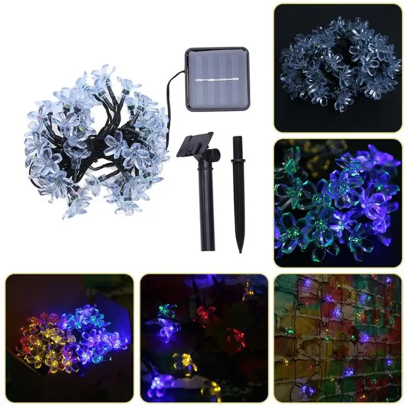 50 LED Peach Blossom Solar Fairy String Light Outdoor Party Decor(Colorful) | Лампы и освещение