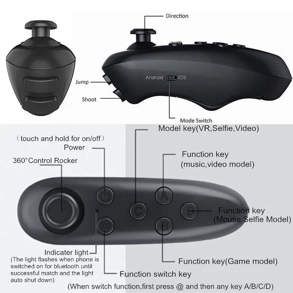 VR BOX беспроводной Bluetooth геймпад дистанционного джойстики управление для iPhone samsung