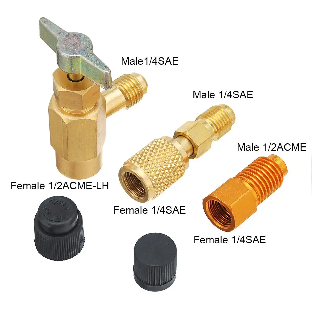 5 шт. набор адаптеров для шланга R134a R12 1/4 SAE 1/2 дюйма ACME LH Для R1234yf|Установки