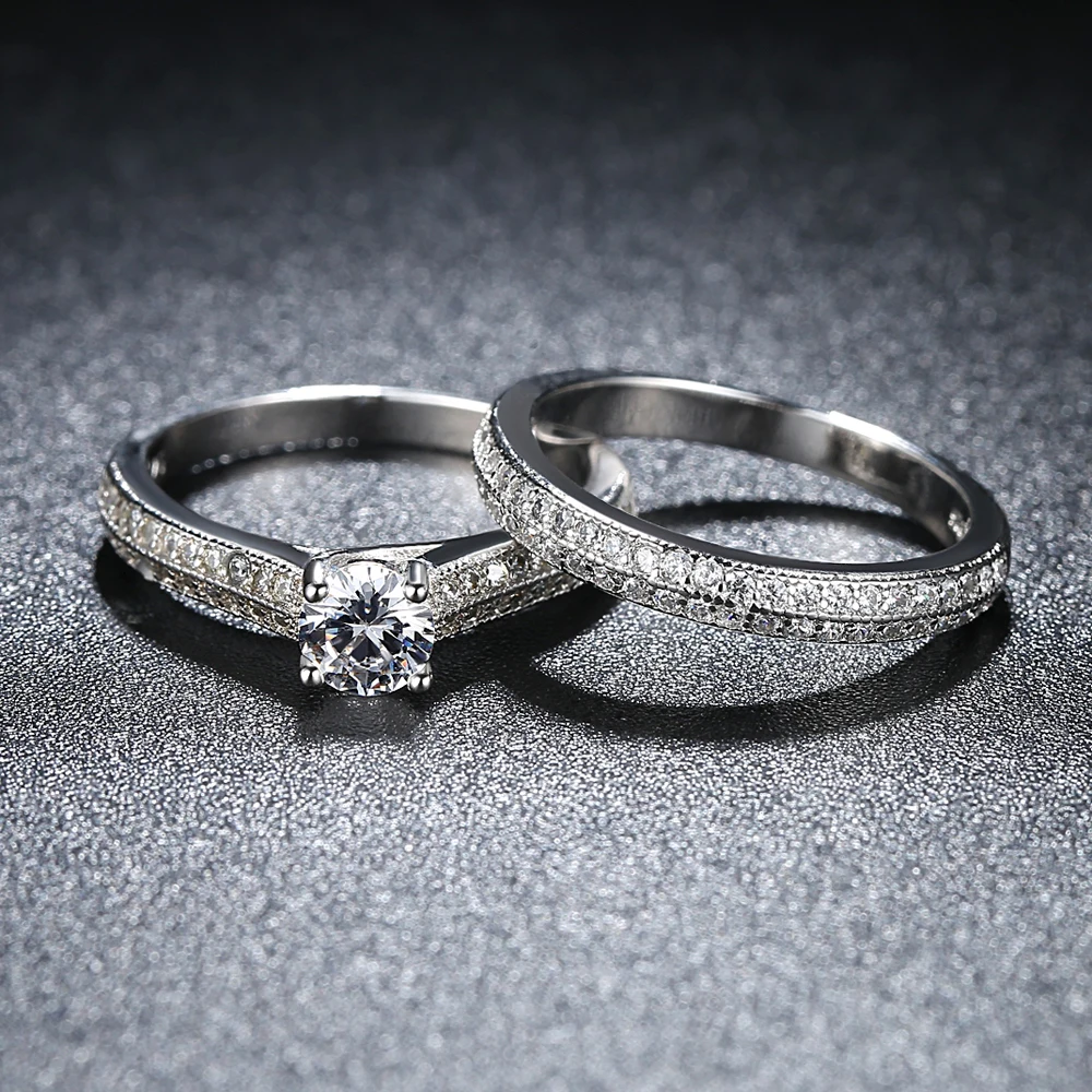 3 row ring lily four claws micro inset simple marriage female couple girlfriends explosions wholesale | Украшения и аксессуары