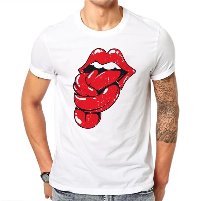 Забавная и Юмористическая Подростковая Мужская футболка с принтом красных губ