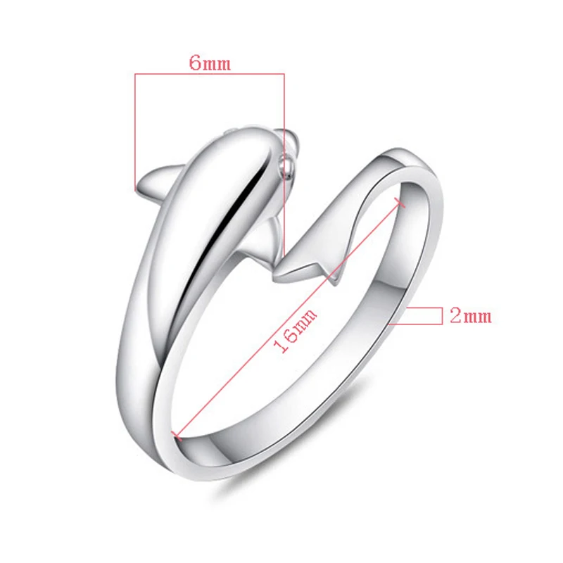 Real 925 Sterling Silver Women Ring Dolphin Pattern For Female s925 Rings Fine Jewelry Gift JN0310 | Украшения и аксессуары