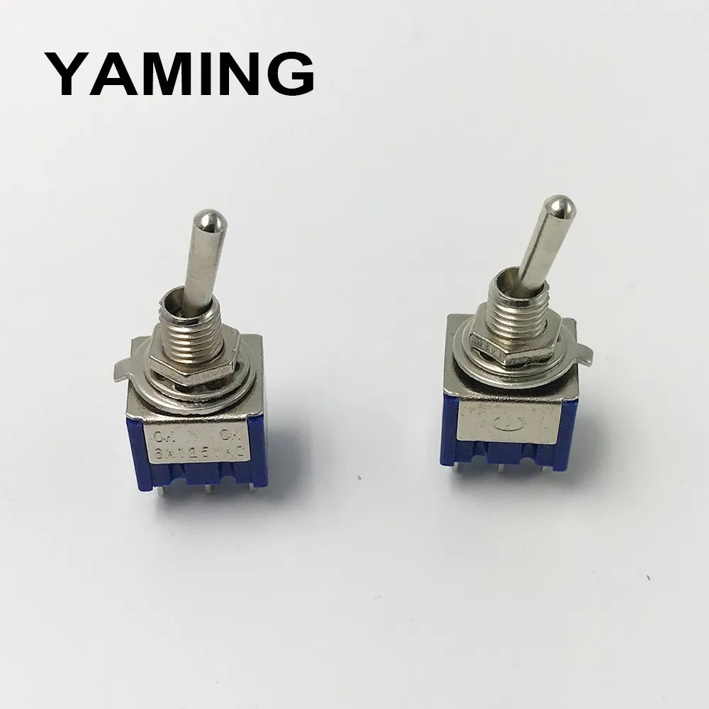 5 шт. 6 мм 2 позиционный контактный тумблер 6A/125V 3A/250V клавишный переключатель для