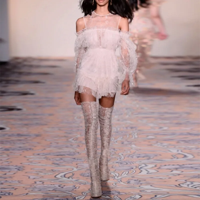 CHICEVER весенний комбинезон для женщин Slash шеи с открытыми плечами кружева