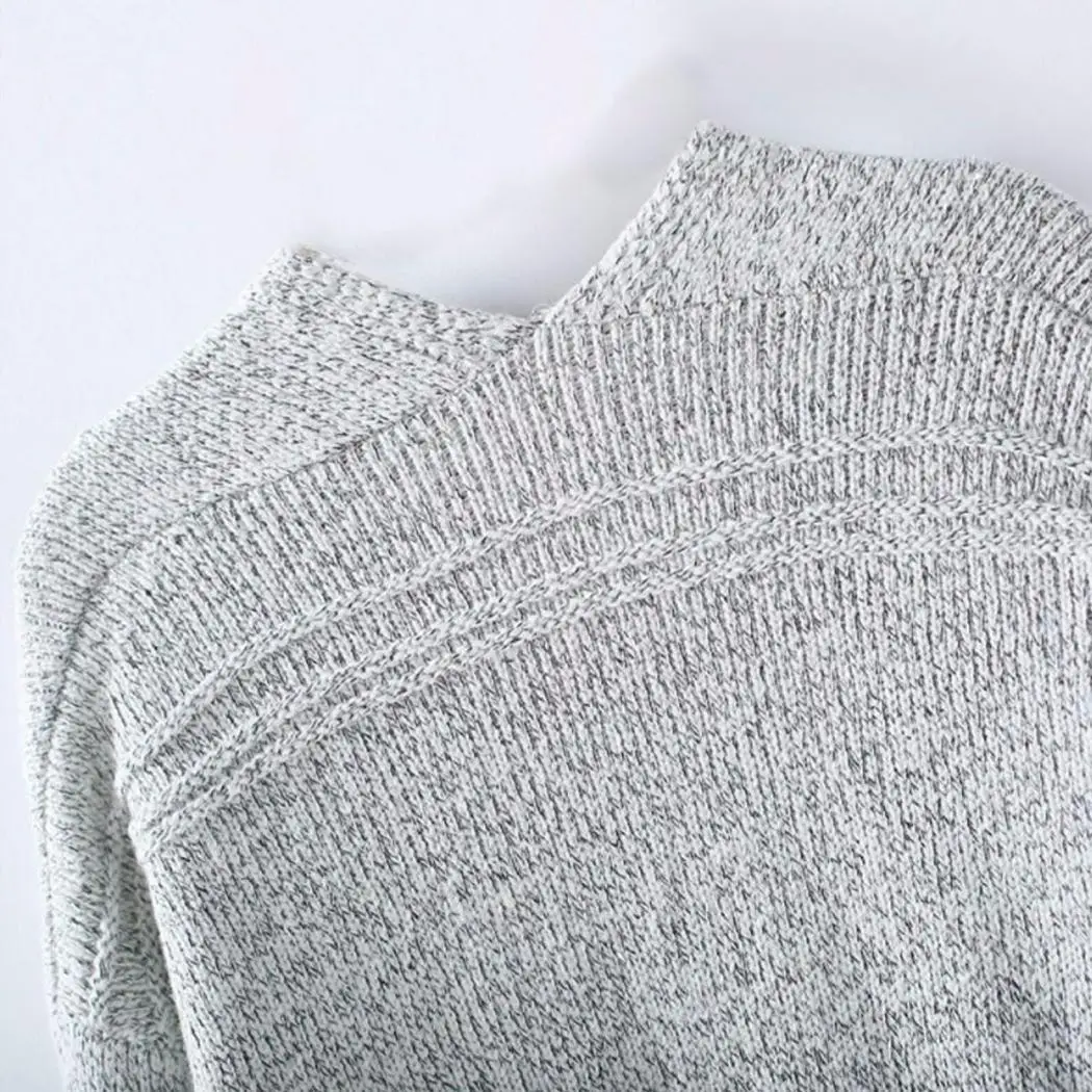 Women Fashion Casual Long Sleeve Solid Color V-Neck Autumn Spring Loose Pockets Knit Cardigan Open Front |