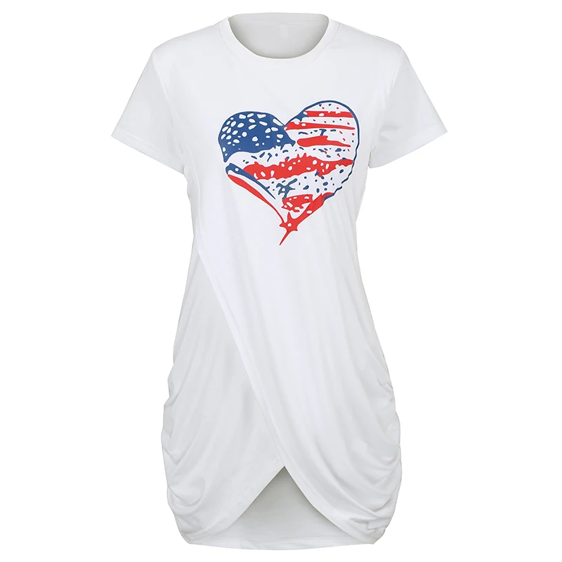 Сексуальное женское мини-платье Romacci с принтом сердечек круглым вырезом и