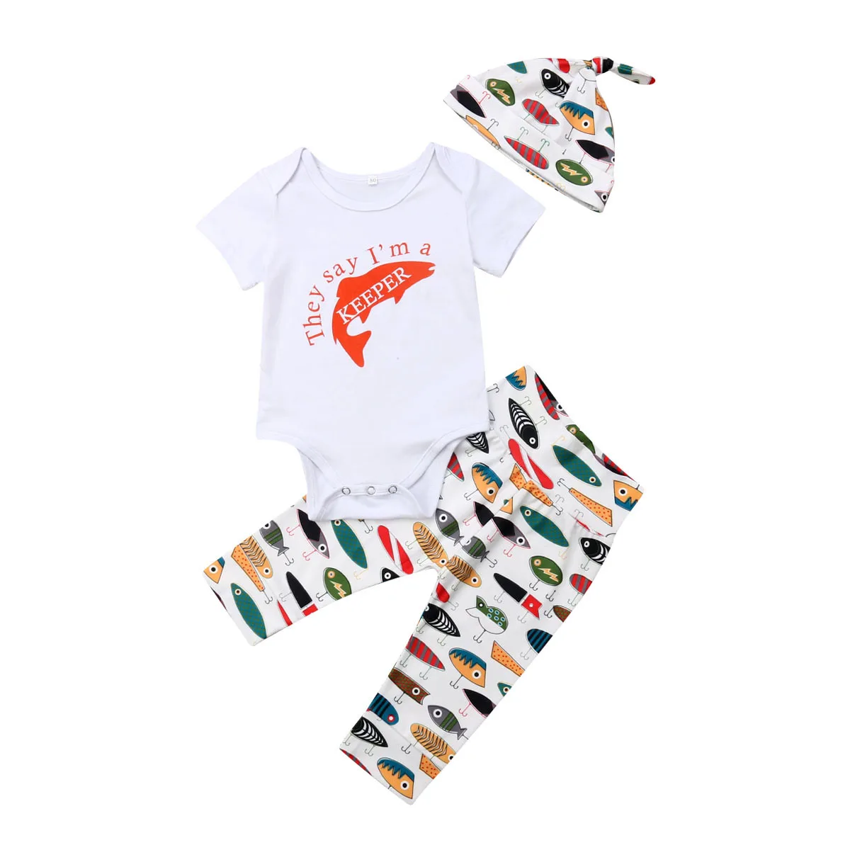 Citgeett Summer Newborn Baby Boy Cotton Short Sleeves Outfits Letter Romper Tops+Long Pants+Hat Clothes Set |