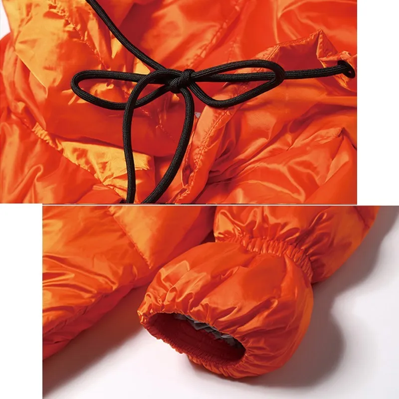 Orange Fashion Warm Long Down Jacket Parka Casual Winter Jacket Coat Women Plus Size Hooded Feather Slim Overcoat Female Ls215