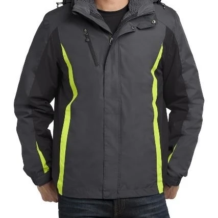 Port Authority J321 Mens Colorblock 3-in-1 Jacket Magnet Grey Black & Charge Green - Medium | Мужская одежда