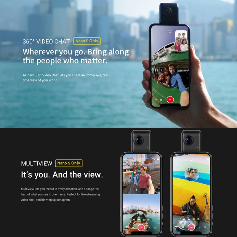 Insta360 Nano S 4K 360 VR видео панорамная камера 20MP фотографии для iphone|Видеокамеры °| |