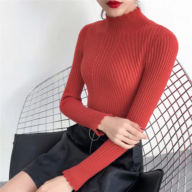 

Jersey Mujer Invierno 2018 Thick Women Sweater and Pullovers Turtleneck Long Sleeve Hollow Out Solid Sueter Mujer Pull Femme