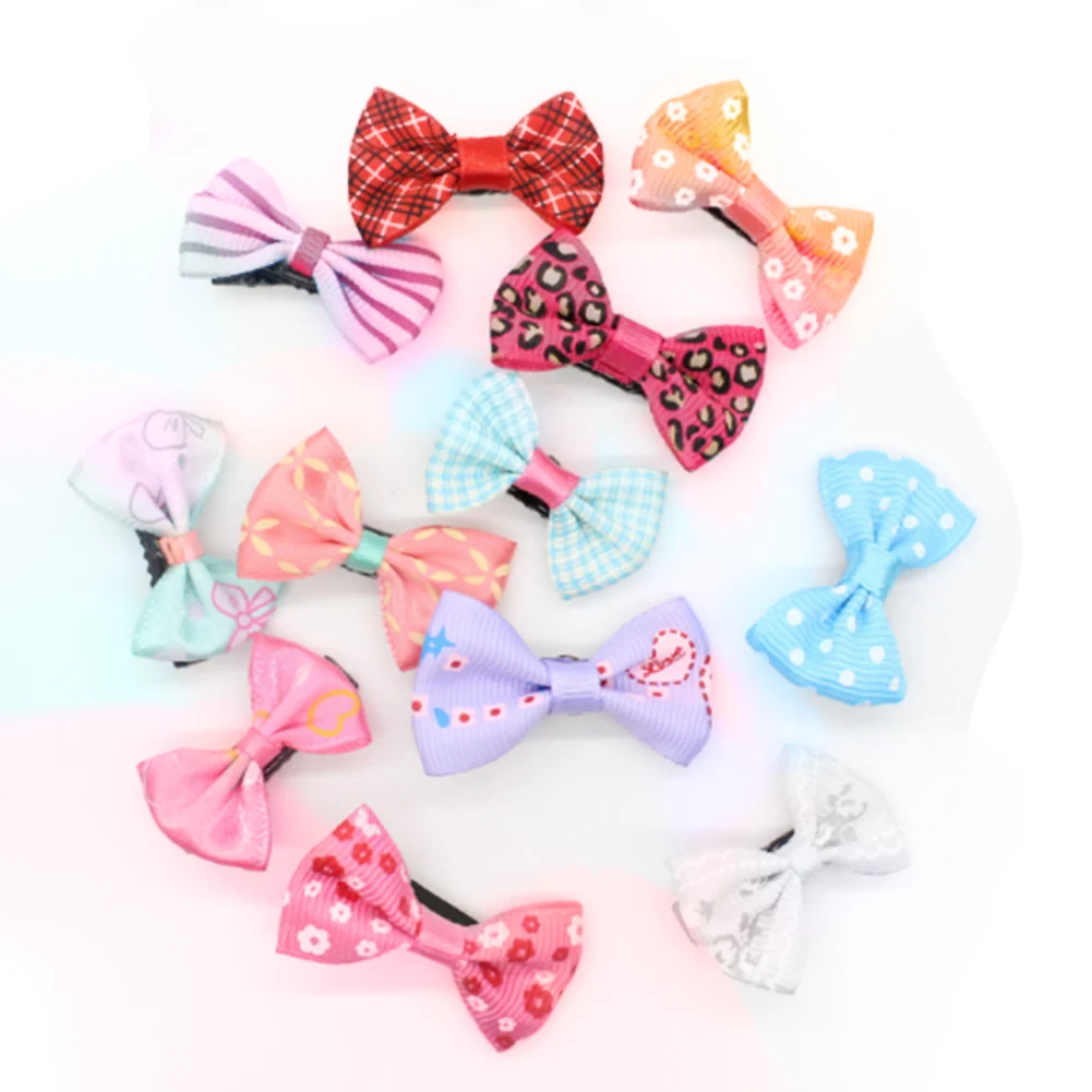 

10Pcs Mini Bow Hairgrips Sweet Kids Sweet Girls Solid Dot Stripe Multicolor 2019 Patchwork Children Cute Hairclips Hairpins