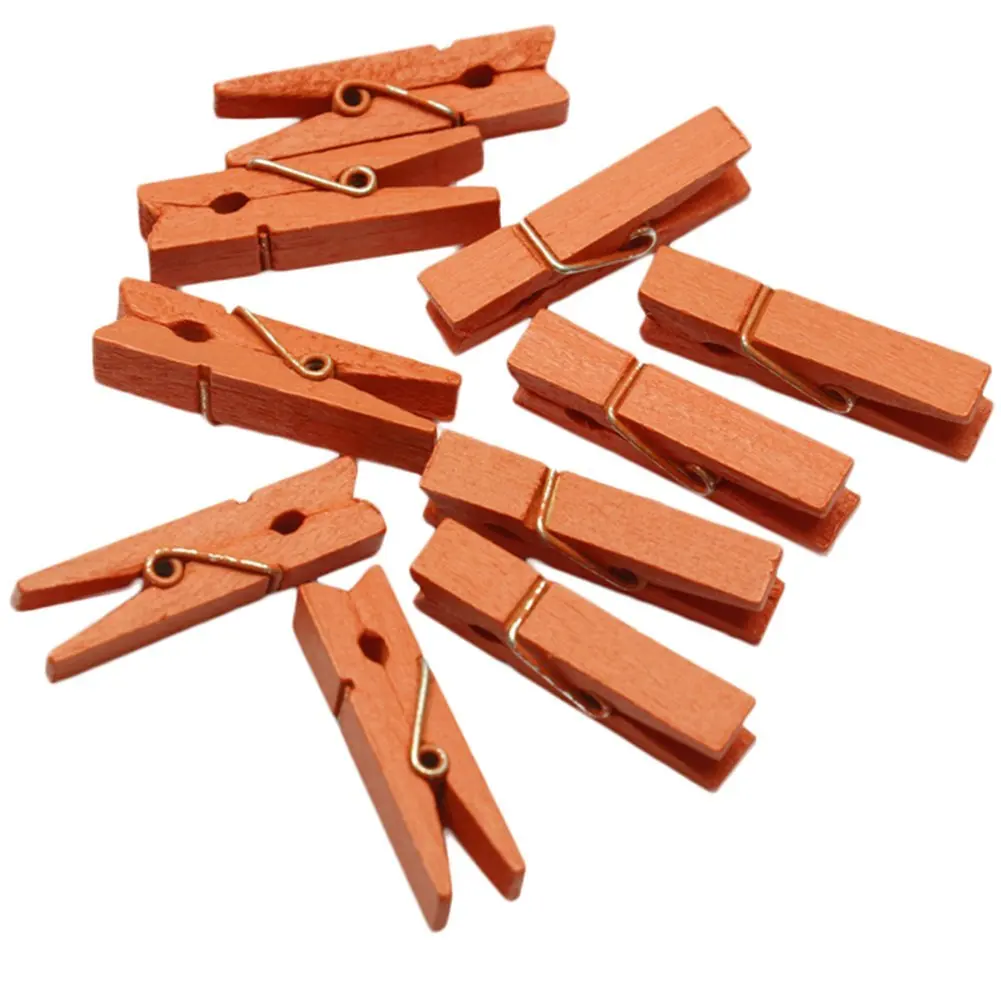 CNIM Hot 100X Multicolored Wooden Clips Brackets Clothespins Decorative Wood Photo Paper Peg | Дом и сад