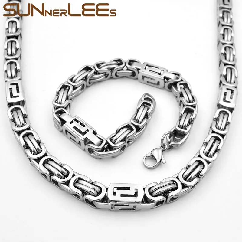 SUNNERLEES модные ювелирные изделия из нержавеющей стали ожерелье браслет набор 9 мм