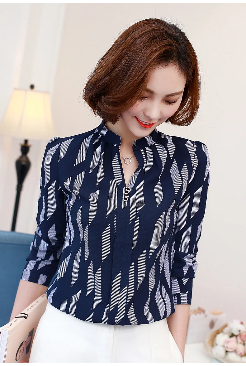 

The Spring Of 2021 New Fashion Casual Loose Chiffon Blouse Women Long Sleeved Shirt Printing Top 01D 30