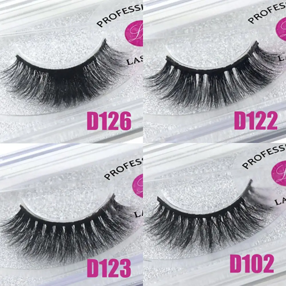 LASGOOS 4 x Boxed Mink Fur 3D Multi Layer Cross Short Popular Eye Lashes Fake Eyelashes D126 D102 D122 D123 | Красота и здоровье