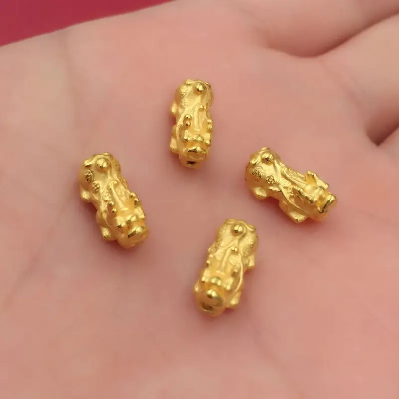 Новинка подвеска из желтого золота 24 карата маленькая 3D Pixiu 1 шт.|Ювелирные шармы| |