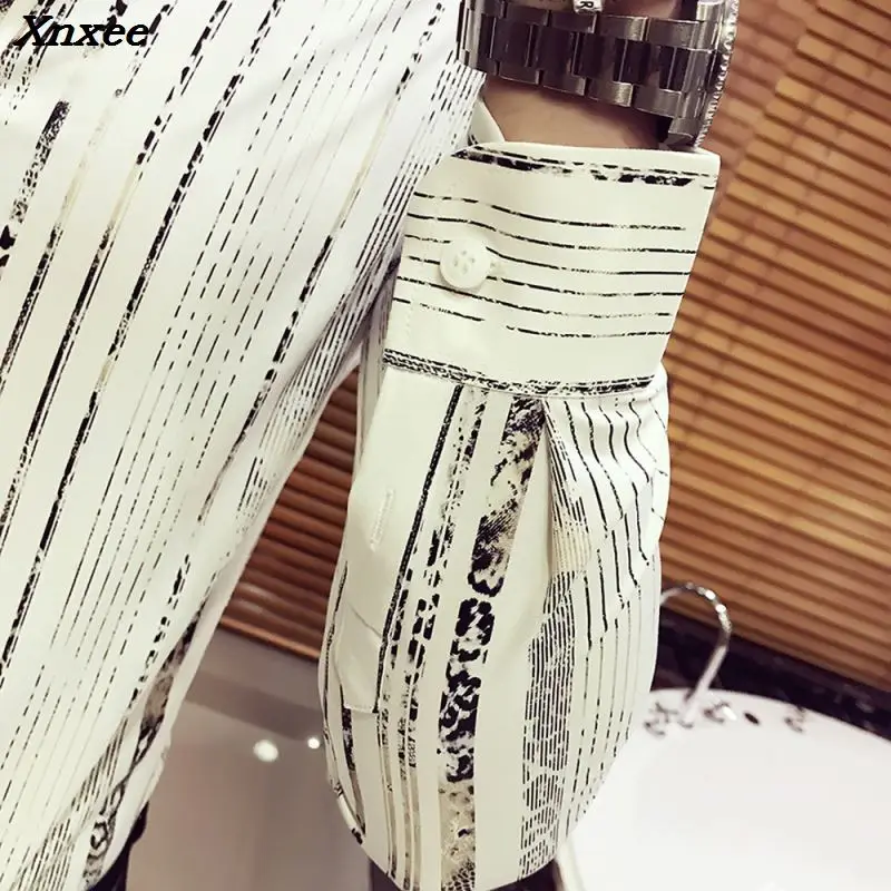Рубашка Xnxee мужская с длинным рукавом люксовая пикантная Клубная одежда для
