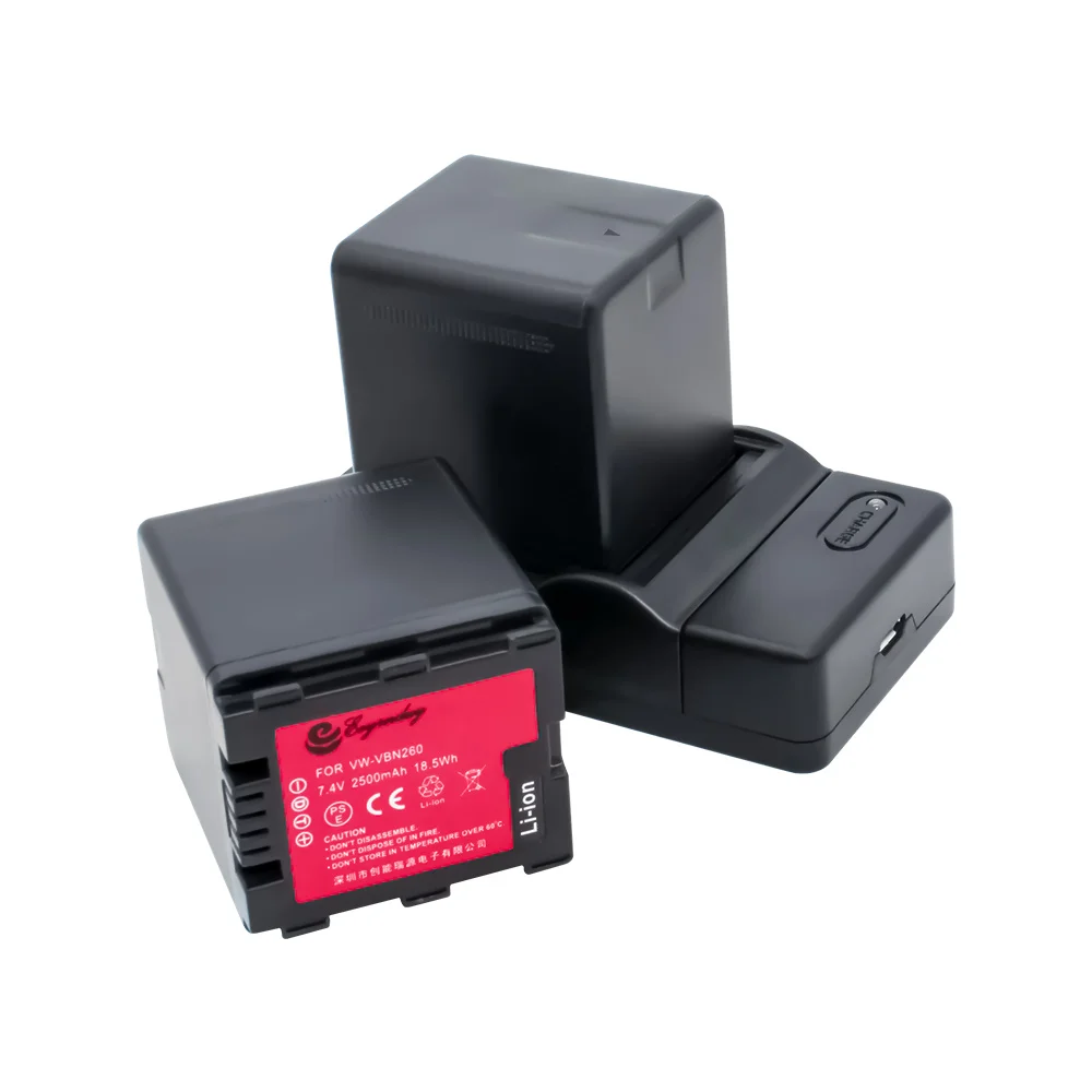 2 шт. VW-VBN260 VW VBN260 батарея + зарядное устройство для Panasonic VW-VBN26 HC-X800 HC-X900 VBN130 VW-VBN390 HC-X910