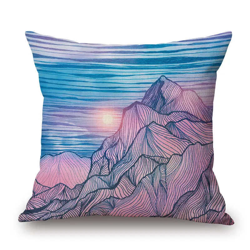 18x18 Home Cotton Linen Waist Cushion Pillw Case Cover Mountain Soft Room Gifts Single Sides Printing | Дом и сад