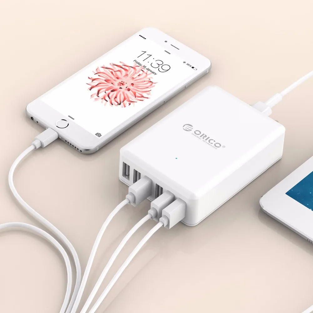 Универсальное USB зарядное устройство ORICO 6 портов умное 5V2.4A с максимальным