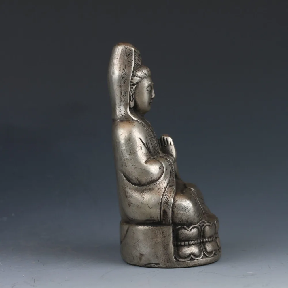 Коллекционная китайская серебряная статуя Мяо ручной работы Kwan Yin Династия