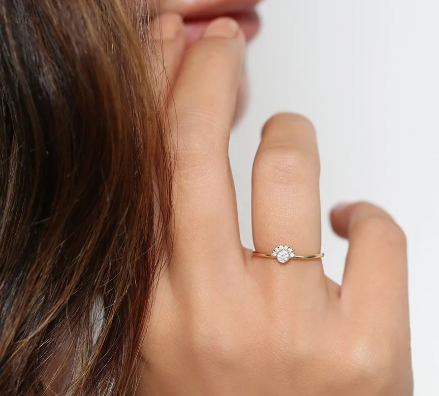 Женское золотое кольцо Crown Group имитация алмазного хвоста 14 k|Кольца| |