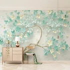 3D фотообои на заказ для стен спальни, 3D тисненые зеленые цветы, Нетканая Настенная картина для гостиной, домашнее украшение