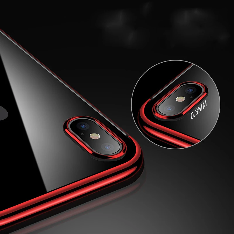 Для iPhone 6 S 7 8 плюс унисекс покрытие чехол для X прозрачный мягкий TPU розовое золото