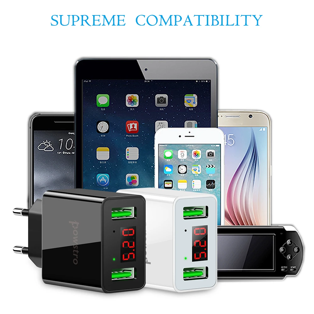 Универсальное зарядное устройство с 2 USB портами LED интеллигентая (ый) Цифровое